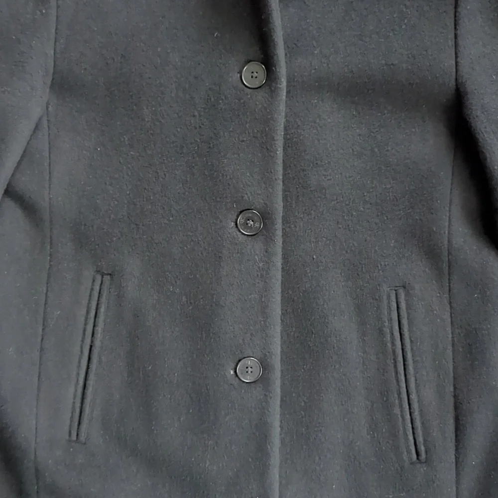 Calvin Klein Minimalist Black Wool Blend Long Coat Size 8